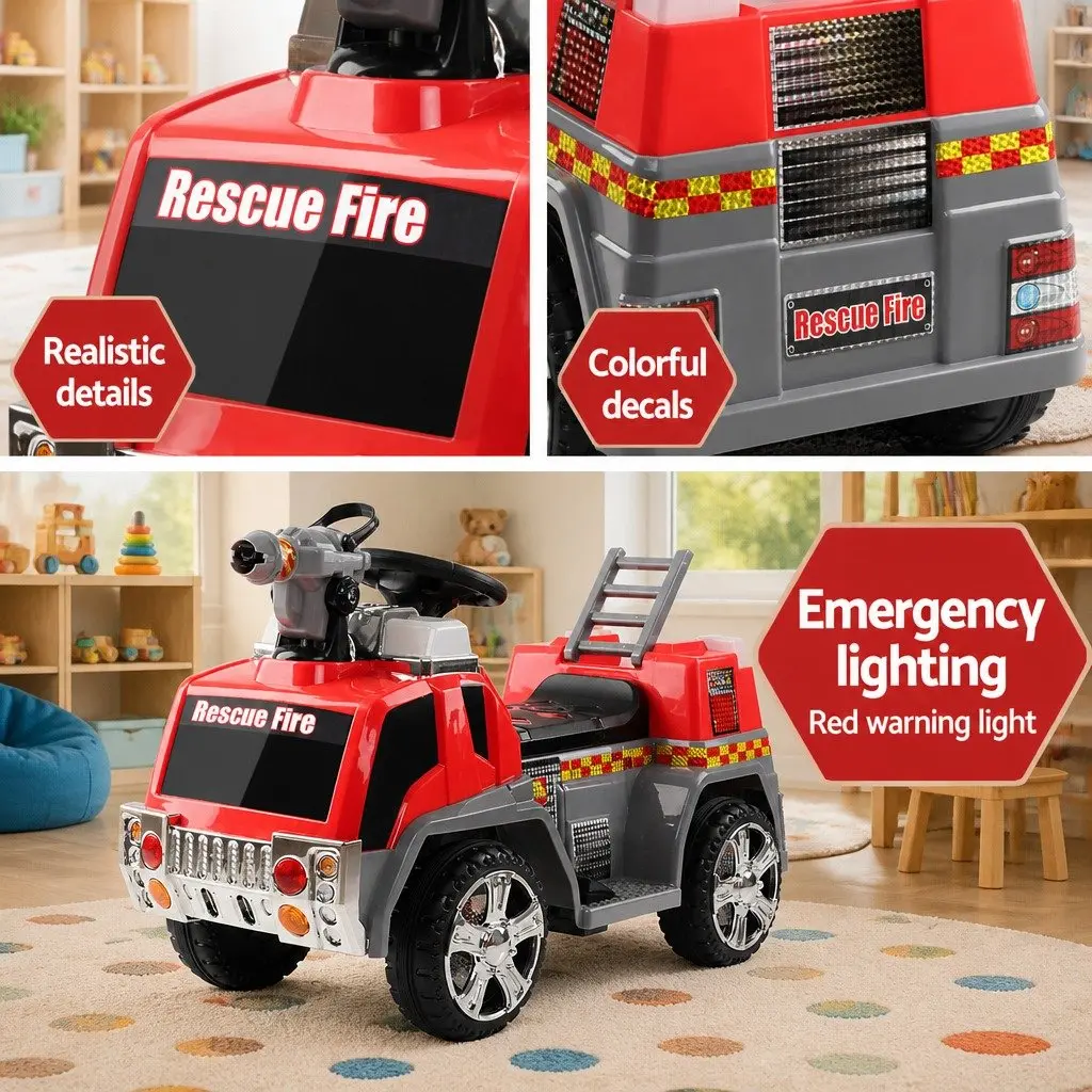 Kids Ride On Fire Truck Electric Toy Car 6V Red