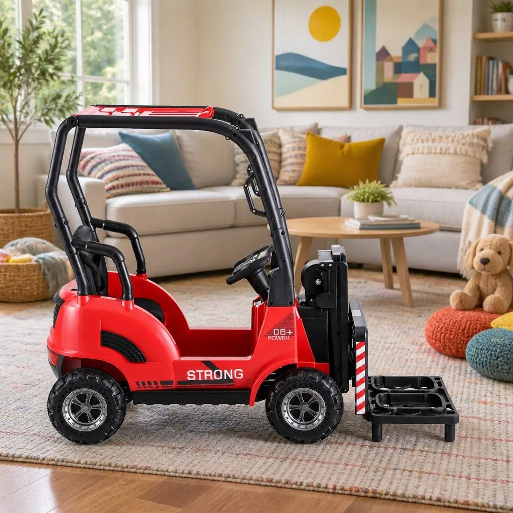 Red Ride On Forklift Loader Toy Car 12V Remote Control for Kids