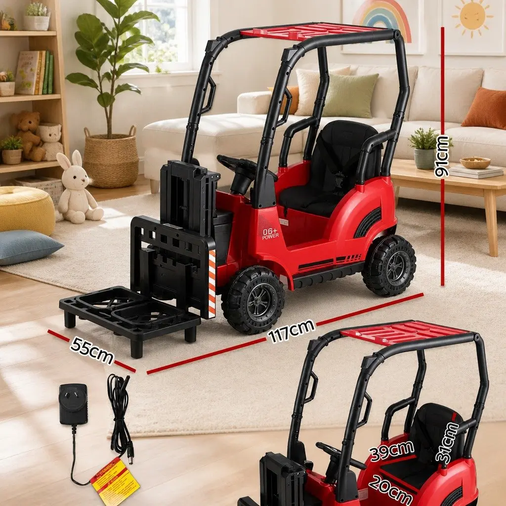 Red Ride On Forklift Loader Toy Car 12V Remote Control for Kids