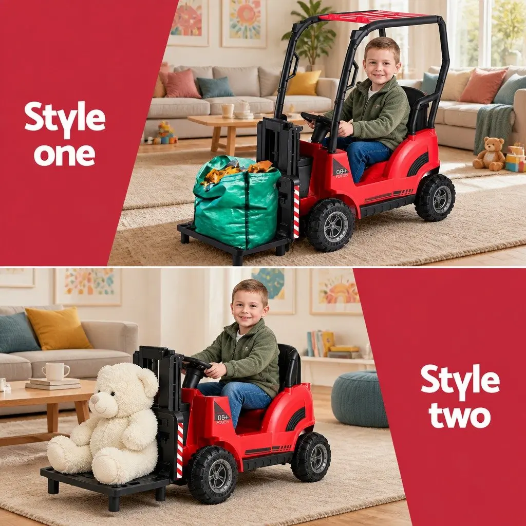 Red Ride On Forklift Loader Toy Car 12V Remote Control for Kids