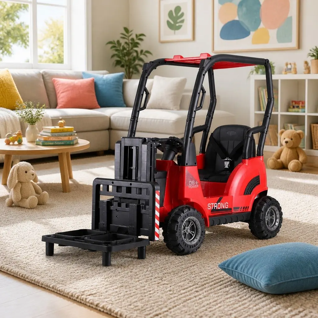 Red Ride On Forklift Loader Toy Car 12V Remote Control for Kids