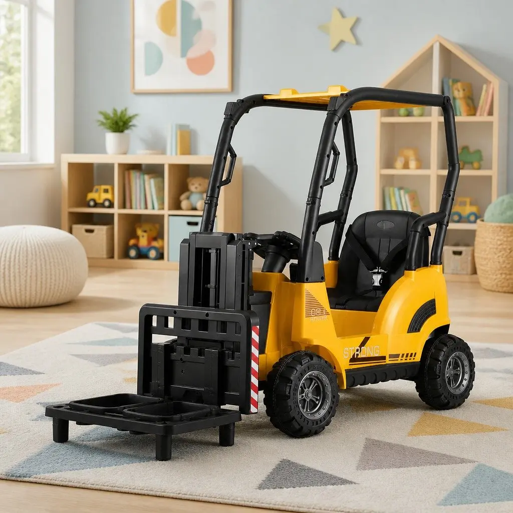 Kids Ride On Forklift Loader 12V Yellow Construction Vehicle Toy