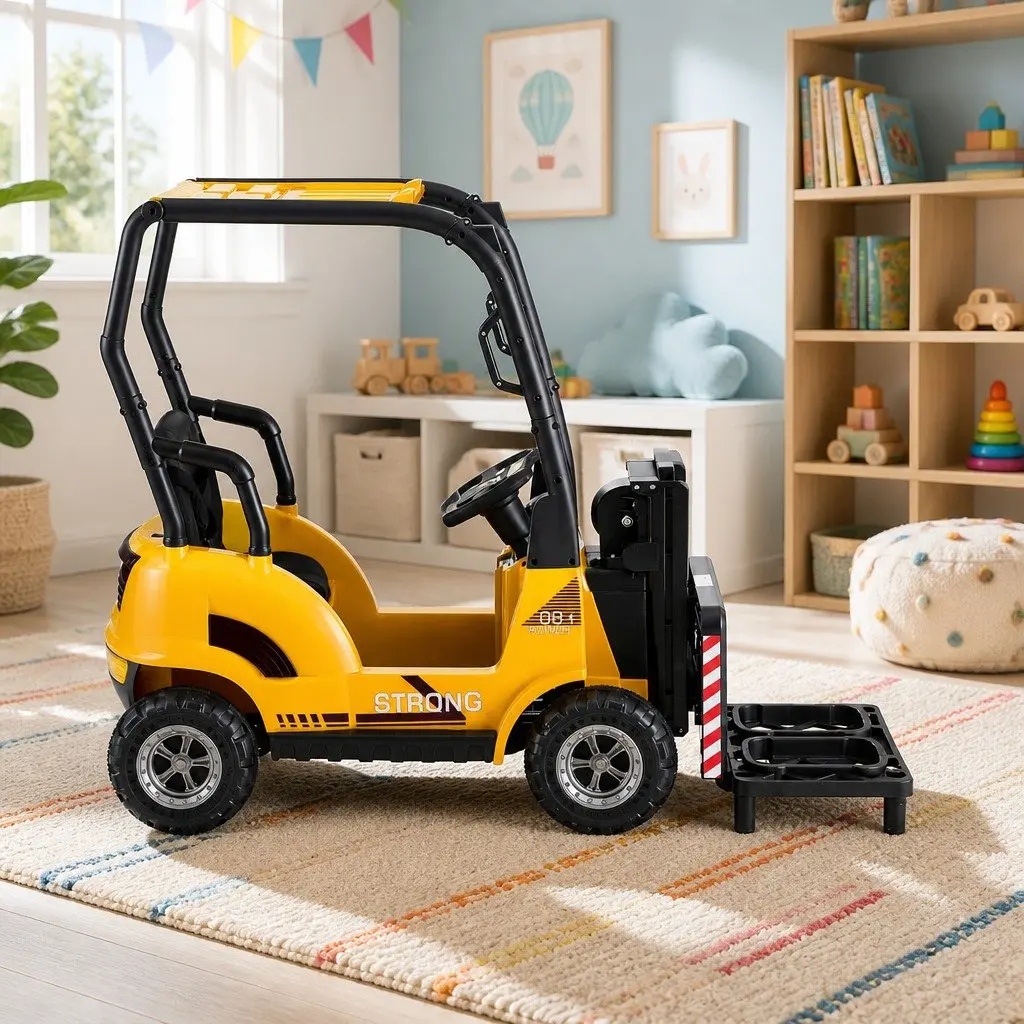 Kids Ride On Forklift Loader 12V Yellow Construction Vehicle Toy