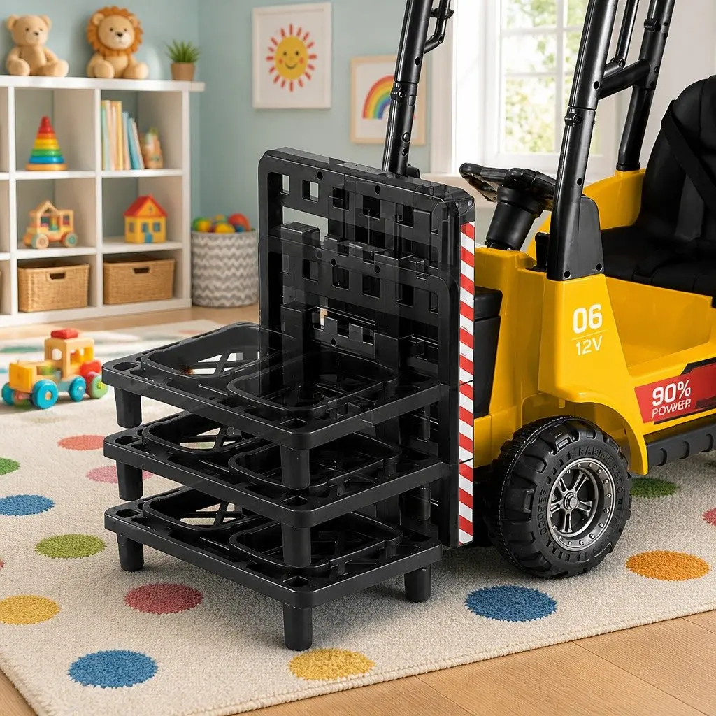 Kids Ride On Forklift Loader 12V Yellow Construction Vehicle Toy