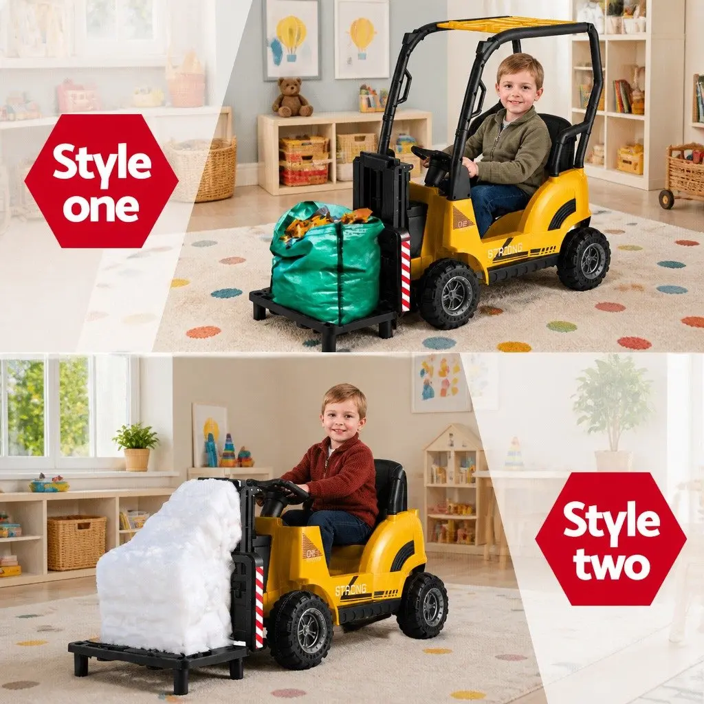 Kids Ride On Forklift Loader 12V Yellow Construction Vehicle Toy