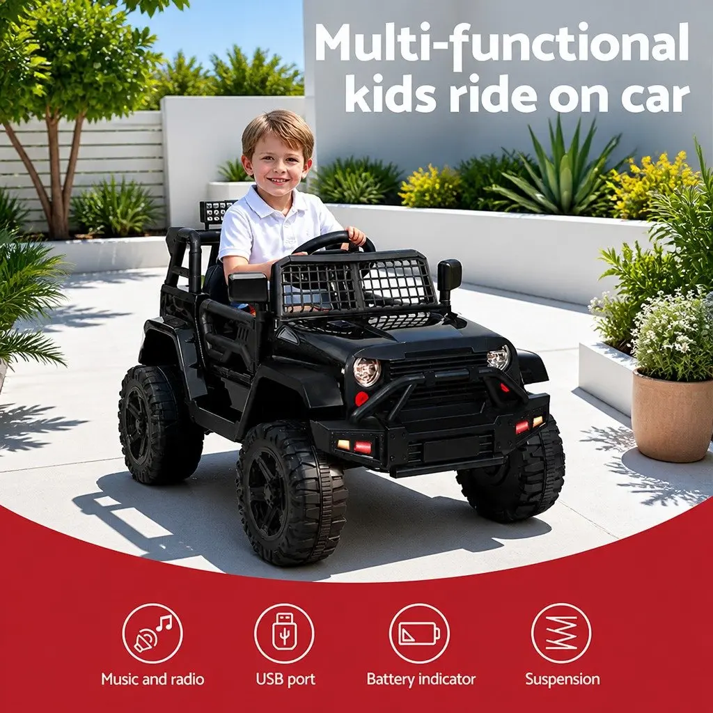 Kids Ride On Car Electric Jeep 12V Remote Control Black