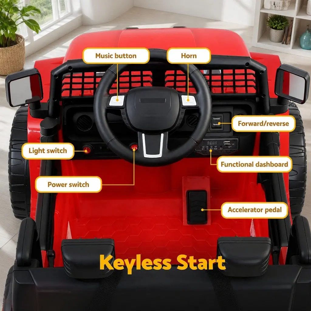 Kids Ride On Car Electric Jeep Remote Control 12V Red