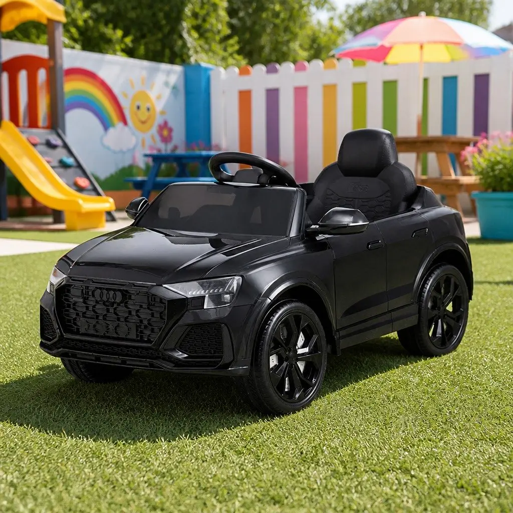 Kids Ride On Car Electric Toy Black 12V Remote Control Steering Wheel Pedal