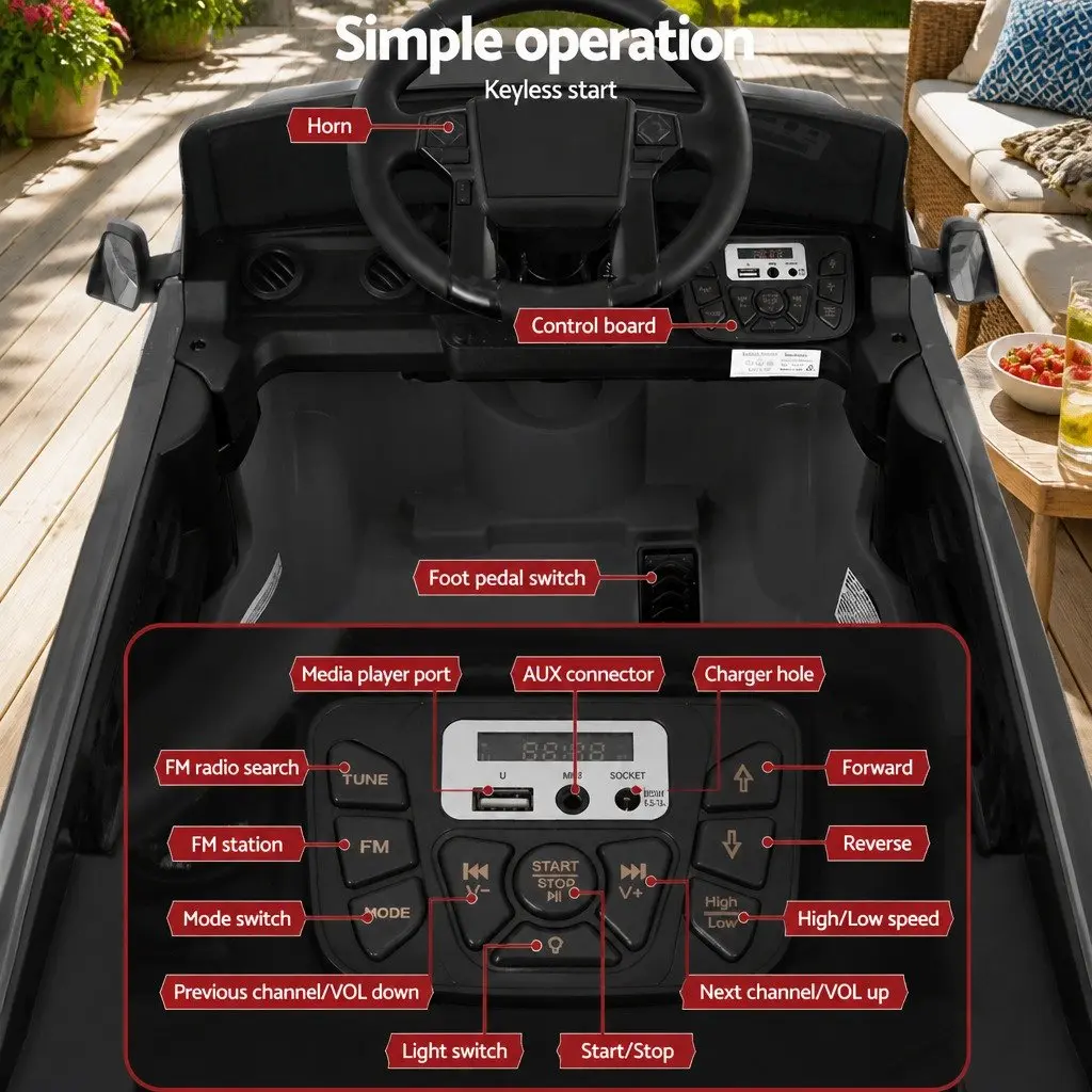Kids Electric Ride On Car 12V Black Remote Control Vehicle Tacoma Jeep
