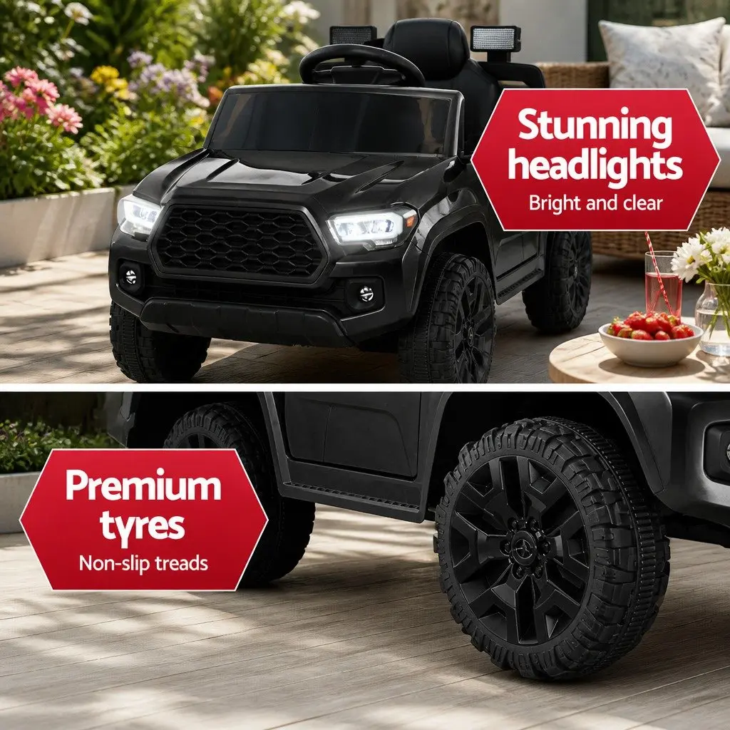 Kids Electric Ride On Car 12V Black Remote Control Vehicle Tacoma Jeep