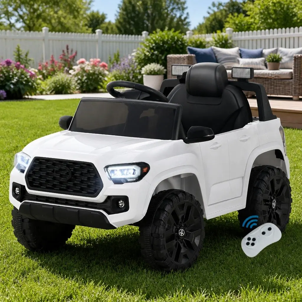 Ride On Car Tacoma 12V Remote Control Toy Vehicle for Kids White
