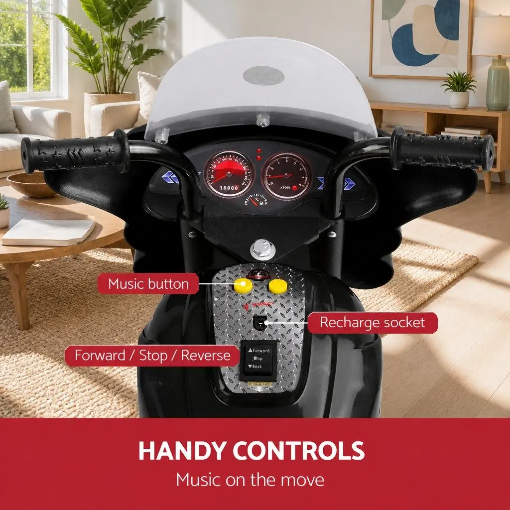 Kids Electric Ride On Motorcycle 6V Battery Motorbike Toy Black