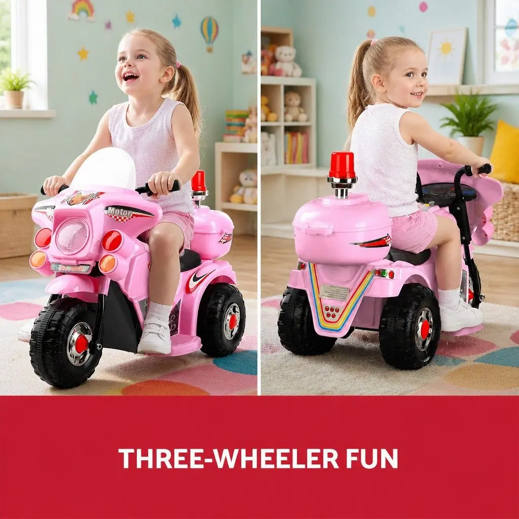 Kids Electric Ride On Motorcycle 6V Battery Pink Age 3+