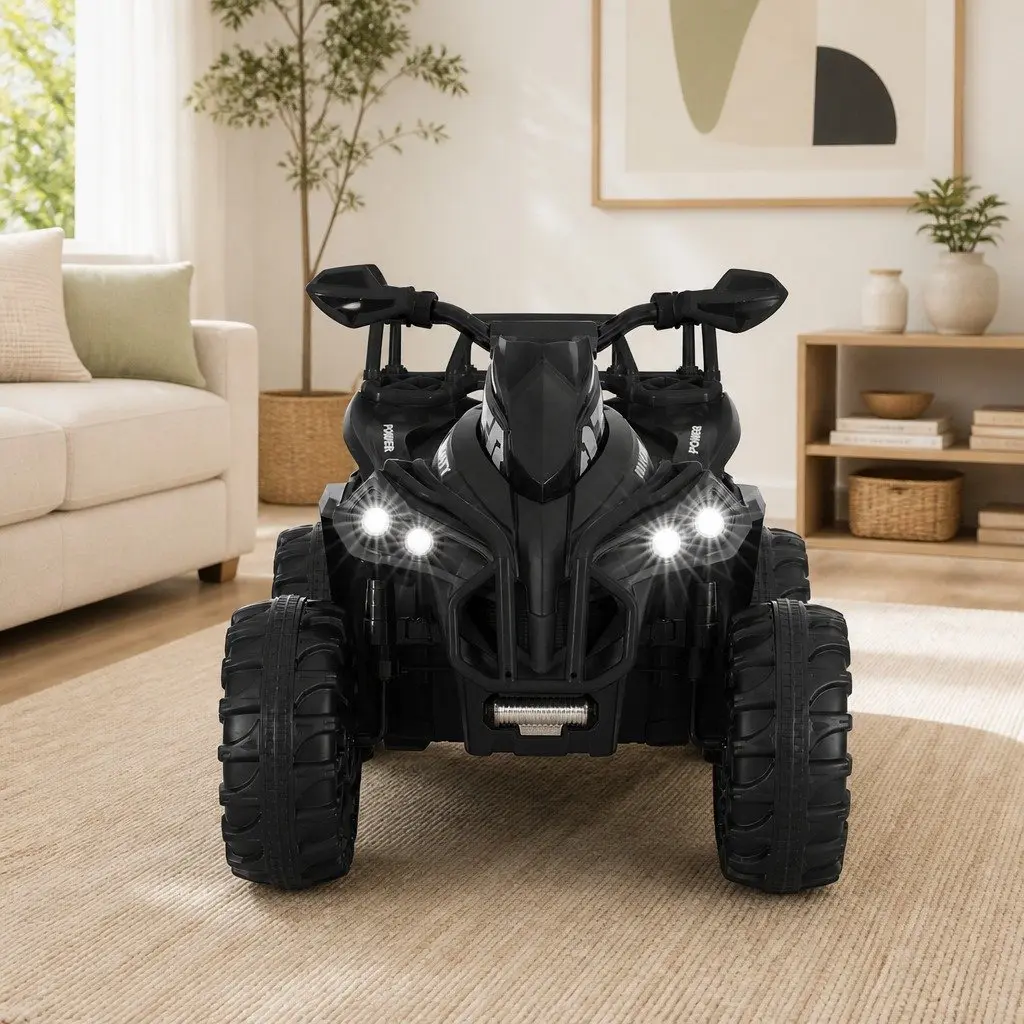 Kids Ride On ATV Electric Quad Motorbike 12V Black with Storage