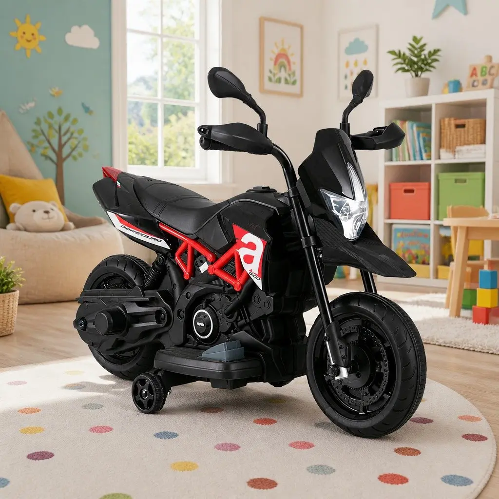 Kids Electric Ride On Motorbike Toy Bike Black 6V Battery Powered
