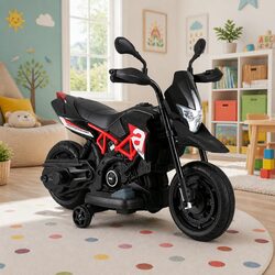Value-Packed Kids Electric Ride On Motorbike Black 6V