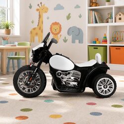 Kids Black Electric Ride On Police Motorcycle Toy