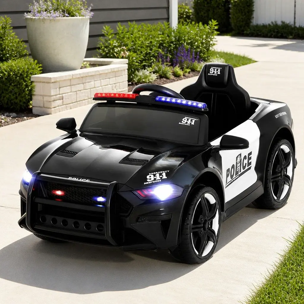 Kids Ride On Car Police Car 12V Electric Black