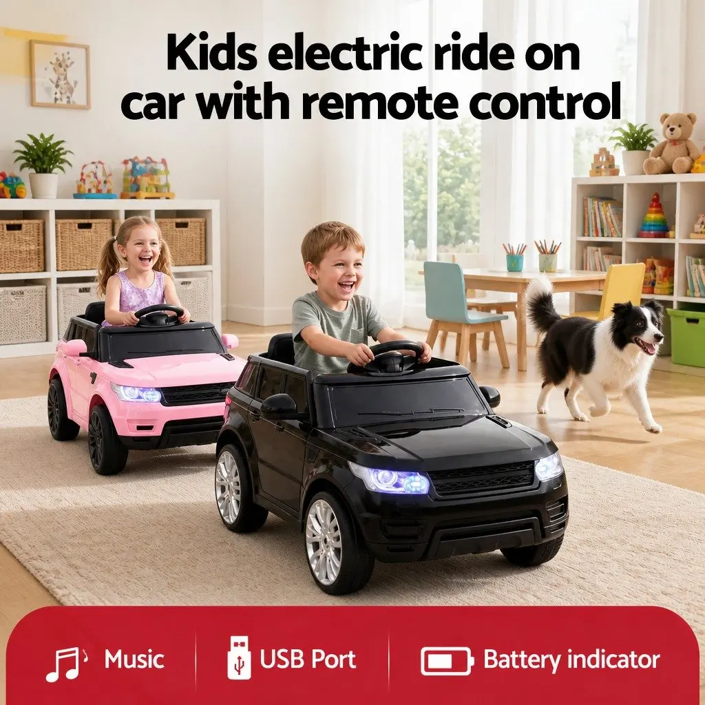 Kids Ride On Car Electric Vehicle Remote Control Black Pink 93cm