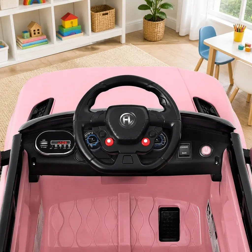 Kids Ride On Car Electric Vehicle Remote Control Black Pink 93cm