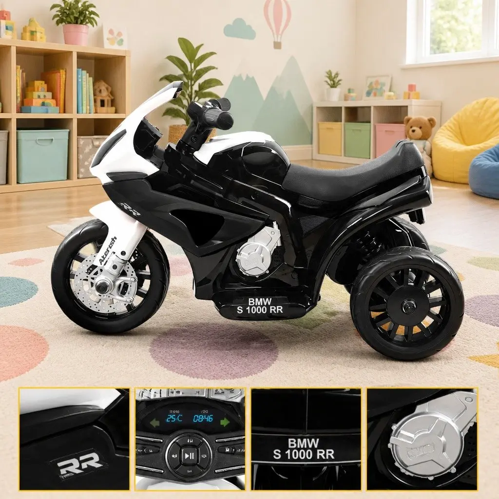 Kids Electric Ride On Motorcycle Bike 6V Battery Powered 3-Wheel Black