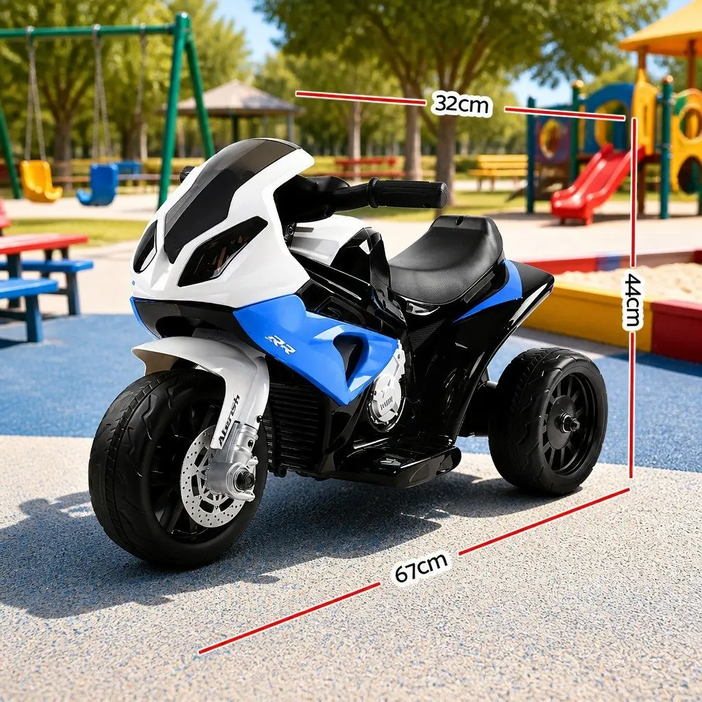 Kids Electric Ride On Motorbike Blue 6V Battery Powered Toy Bike with Suspension