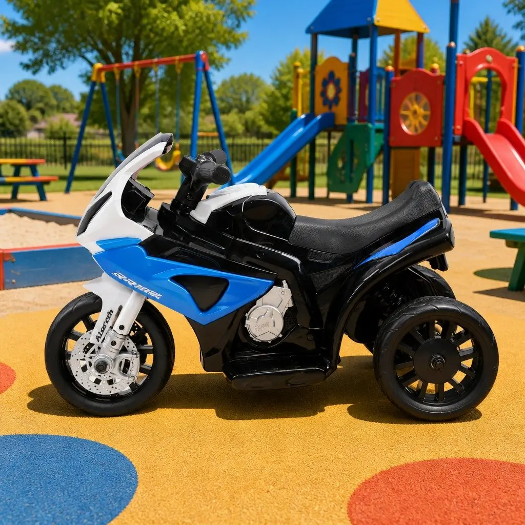 Kids Electric Ride On Motorbike Blue 6V Battery Powered Toy Bike with Suspension