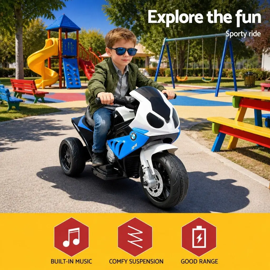 Kids Electric Ride On Motorbike Blue 6V Battery Powered Toy Bike with Suspension
