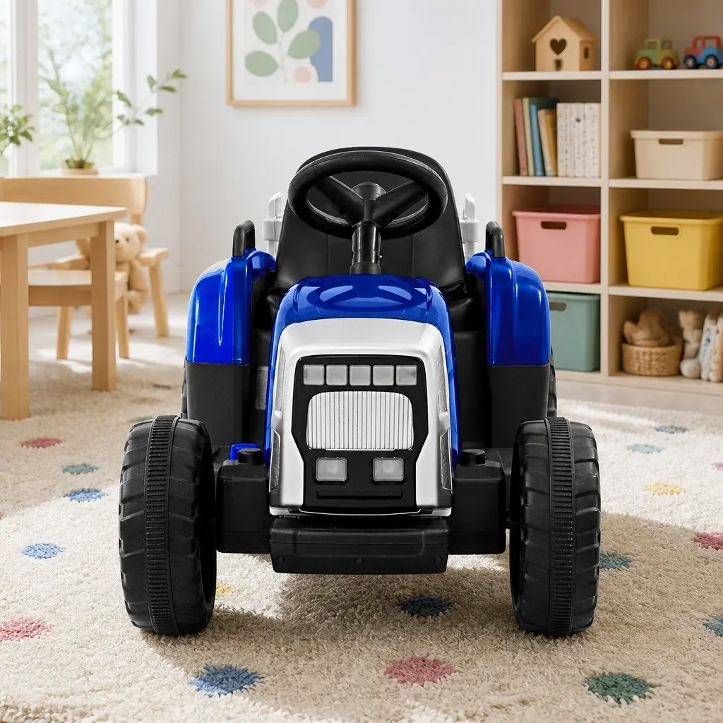 Kids Ride On Tractor 12V Battery Powered Outdoor Play Blue