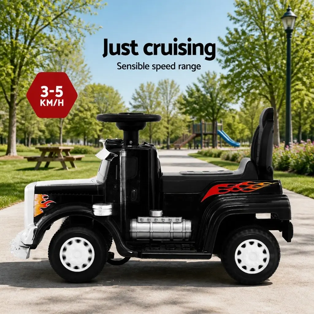 Ride On Truck Kids Electric Toy Car Steering Wheel Pedal Control Black