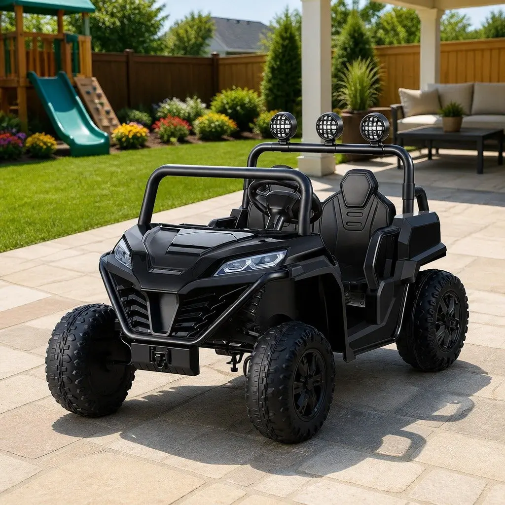 Kids Ride On Car Electric Toy Remote Control Steering Wheel Black