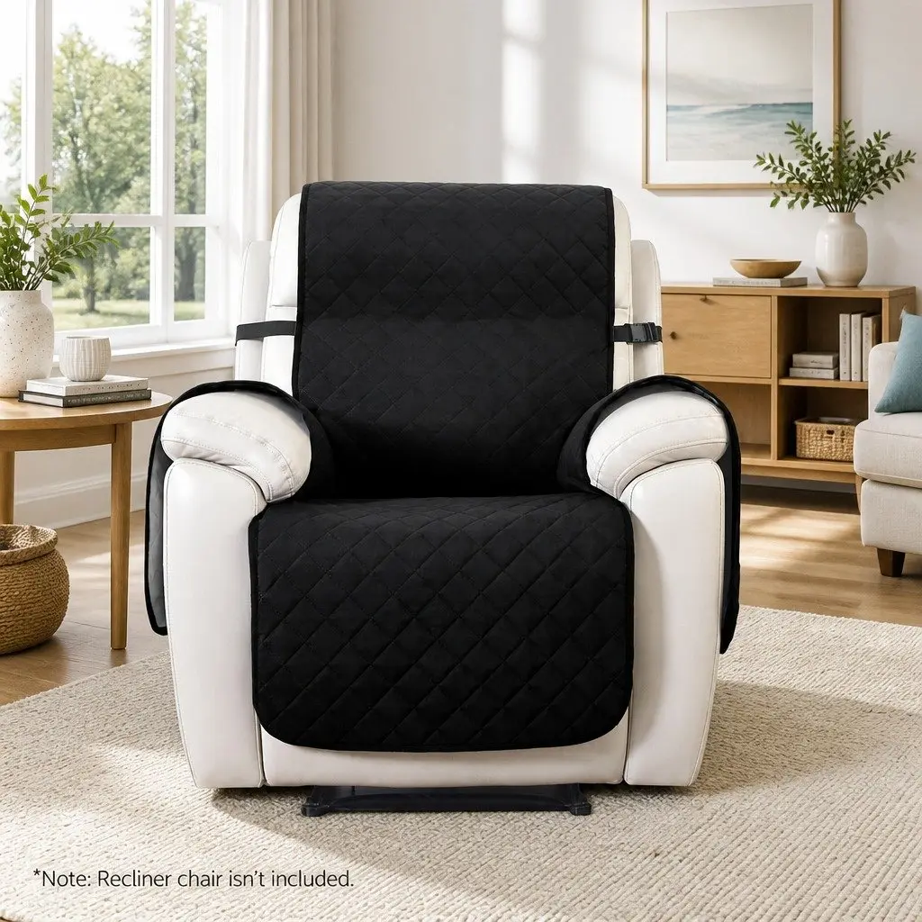 Recliner Chair Cover Water Resistant 1-Seater Black