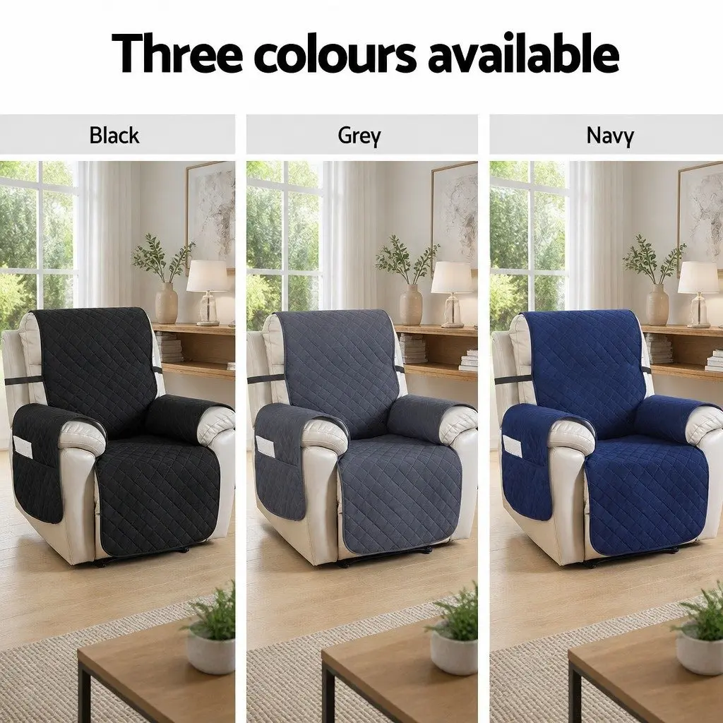 Recliner Chair Cover Water Resistant 1 Seater Navy Blue Diamond Quilted