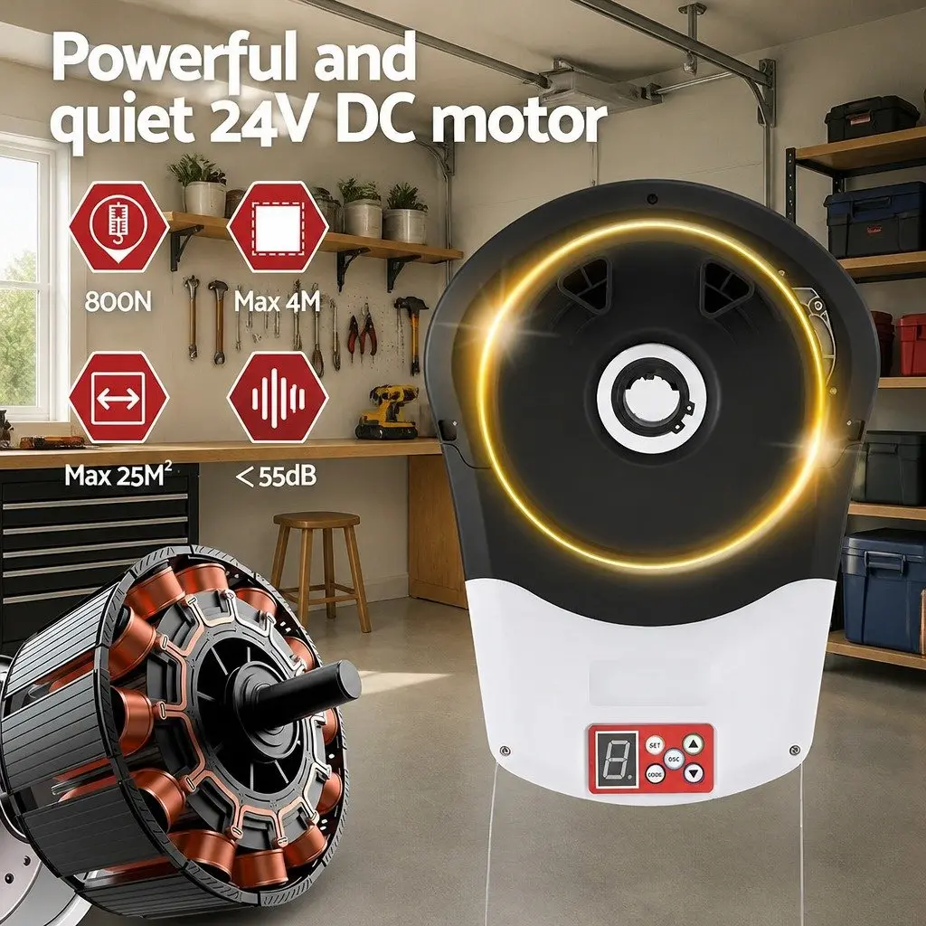 Garage Door Opener Automatic 800N Motor Remote Control Safety Reverse 220V AC Black White
