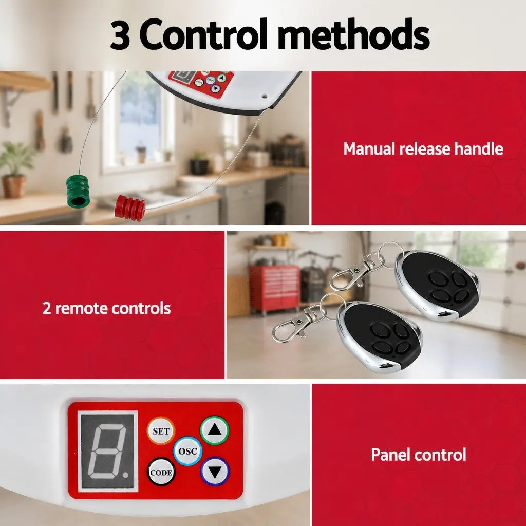 Garage Door Opener Automatic 800N Motor Remote Control Safety Reverse 220V AC Black White