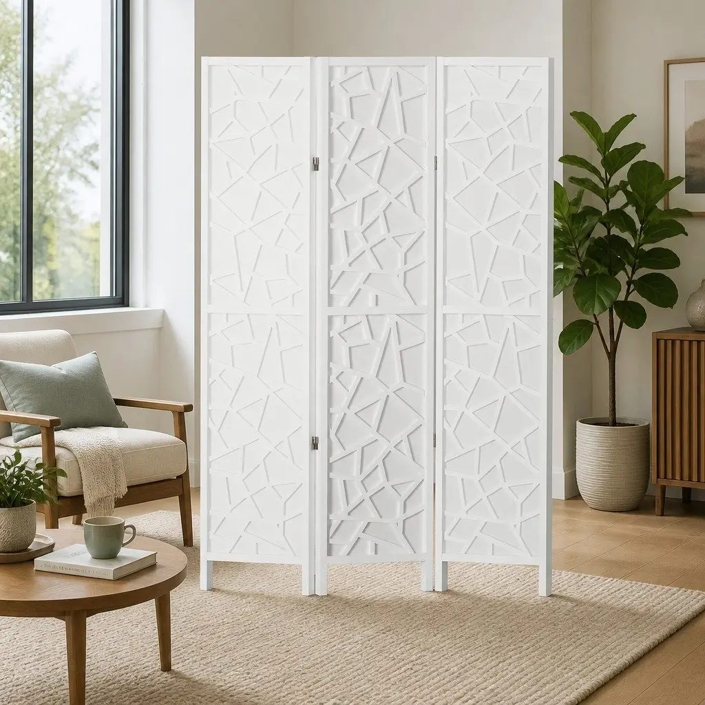 3 Panel Room Divider Screen Privacy Folding 122x170cm White