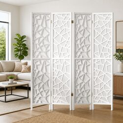 4-Panel Room Divider: White Folding Screen, Easy to Use