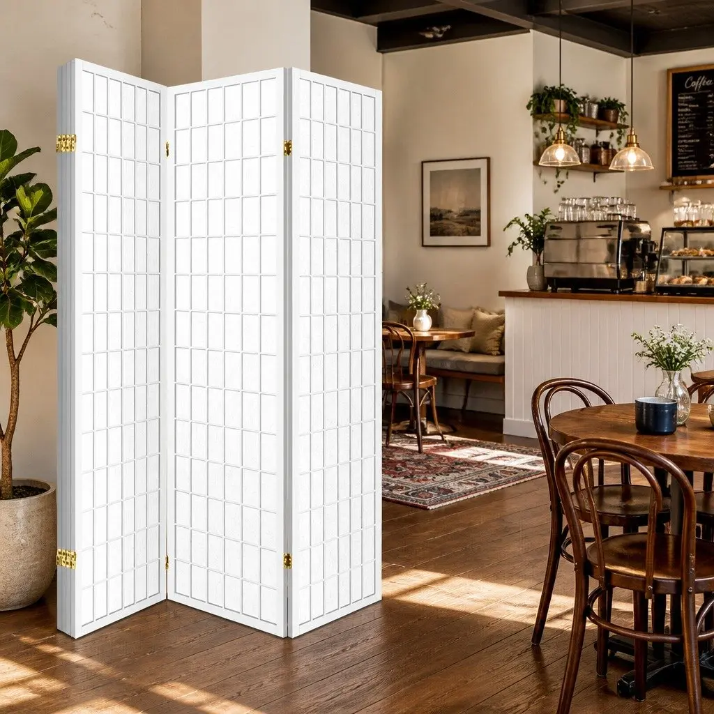 6 Panel Room Divider Screen 261x179cm Folding Privacy Partition White