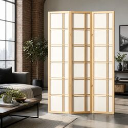 3 Panel Room Divider Screen Folding Privacy Partition 132x179cm Natural Wood