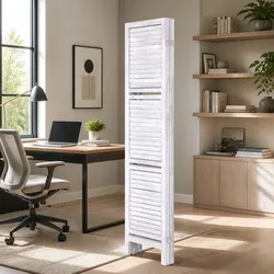 4 Panel Room Divider Screen 163x170cm Folding Privacy Partition White Shelves