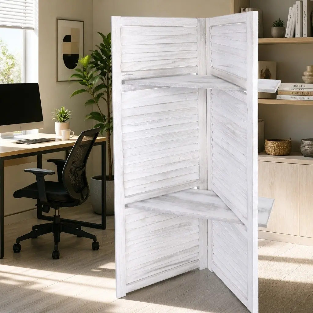 4 Panel Room Divider Folding Privacy Partition 163x170cm White