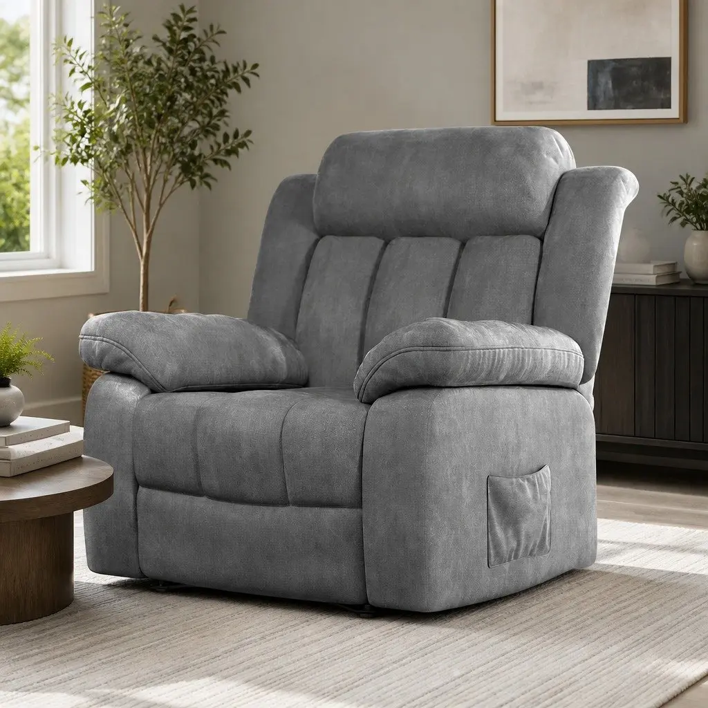 Electric Massage Recliner Chair Velvet Lounge Heated Footrest Remote Control