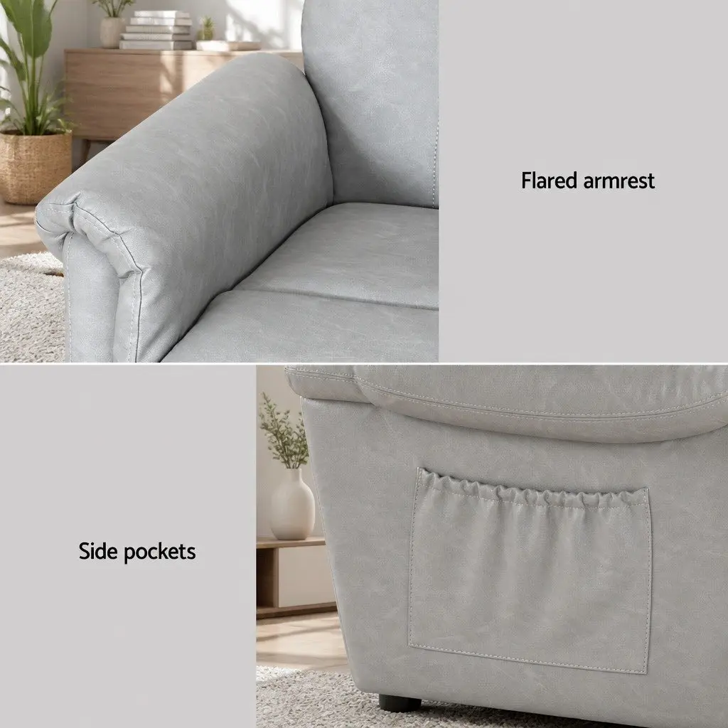 Grey Recliner Chair with Lift Assist Feature