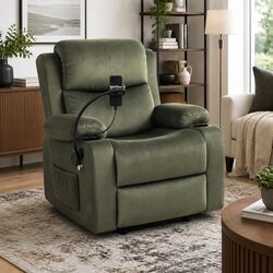 Quality Heated Massage Recliner Chair in Velvet