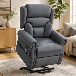 Electric Power Lift Recliner Chair Massage Heated Armchair Grey Lounge Sofa