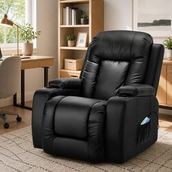 Electric Massage Recliner Chair Heated Faux Leather Lounge Armchair Footrest