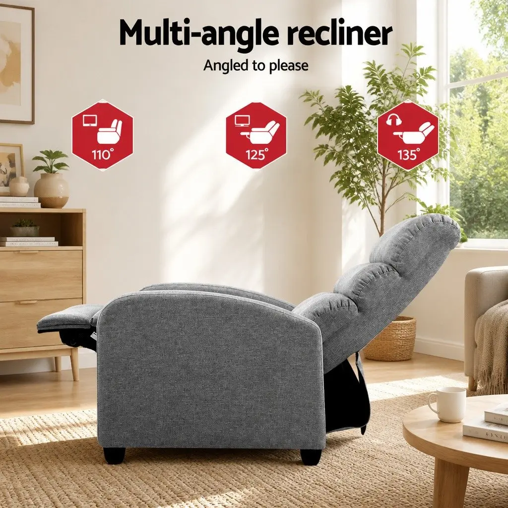 Grey Recliner Armchair with Footrest and Support