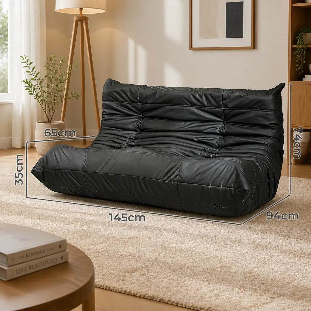 2 Seater Floor Sofa Caterpillar Lounge Chair Living Room Furniture Microfibre