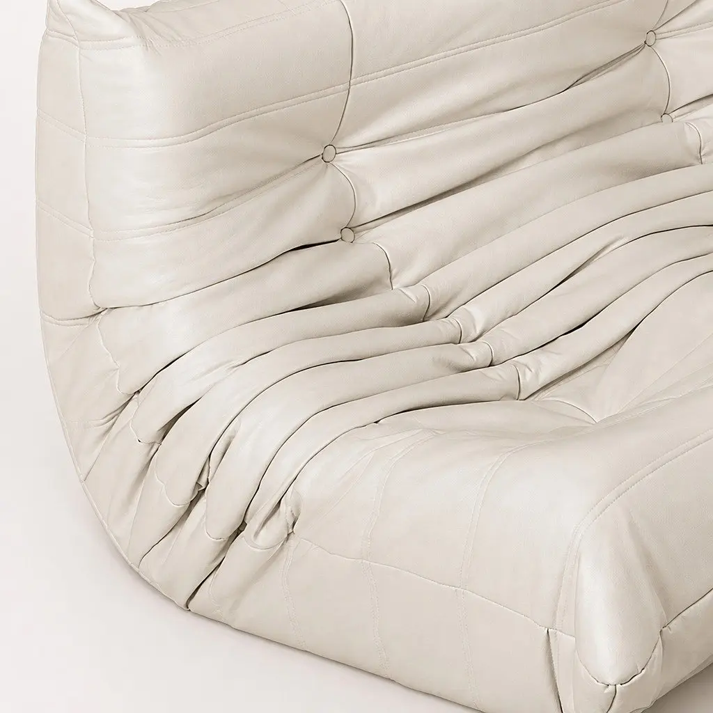 3 Seater Floor Sofa Caterpillar Lounge Microfibre Foam Beige
