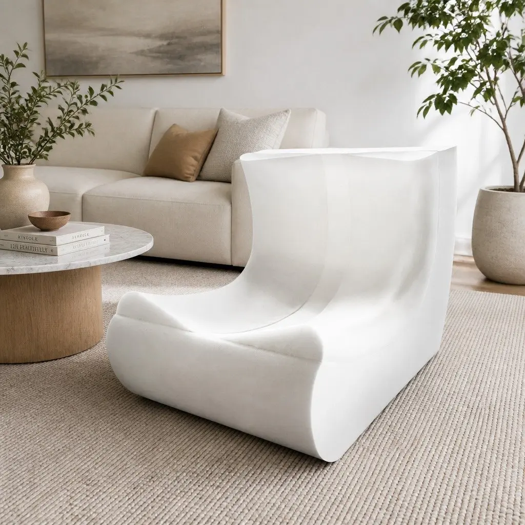 Floor Chair Caterpillar Sofa Single Seat Foam Relaxer Beige
